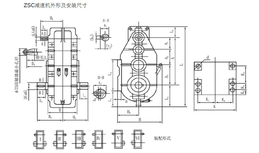 ZSC減速機(jī)外形及安裝尺寸